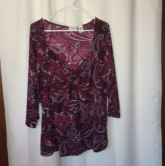 Jaclyn Smith Tops - Jaclyn Smith Women's Whimsigoth Slinky Babydoll Top 2X Purple Paisley Stretch